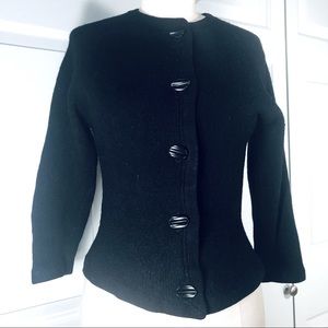 Vintage Lambswool Blend Cardigan Black Sweater Size Small-Medium
